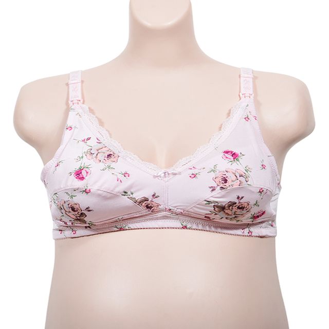 패턴 플라워 산전산후 겸용 노와이어 B컵 수유브라