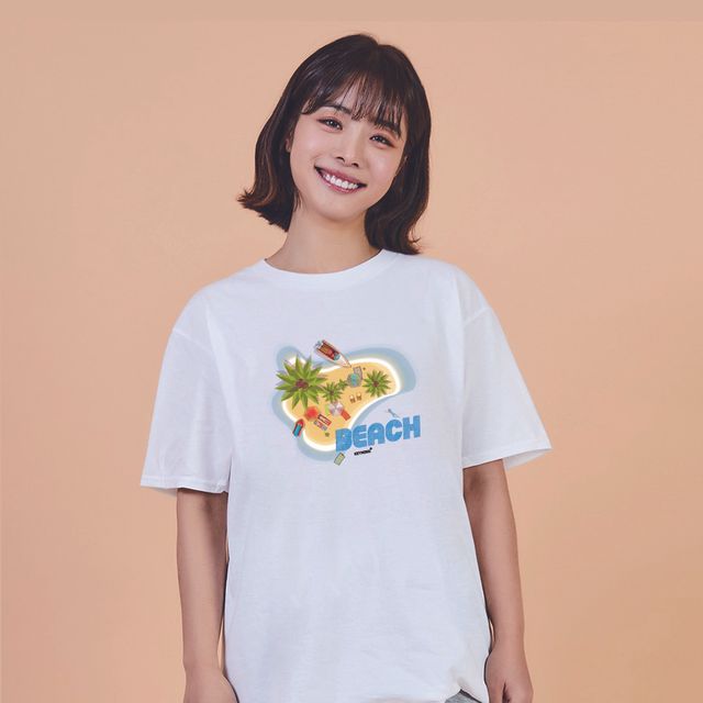 키밍 Beach 바닷가 휴가룩 편한반팔티 시원한티