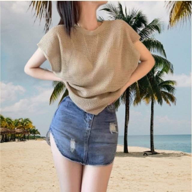 밸뷰유통 시스루 망사 티셔츠 메쉬 여름 여성 레이어드 비키니 수영업 커버업
