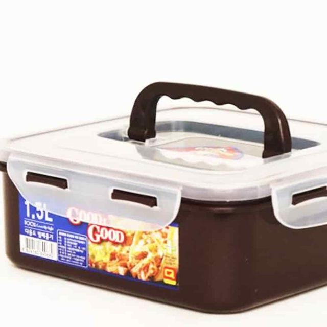 밀폐용기 정사각 핸디형 1.5L 과일보관통 고양이사료보관 사각투명용기 반찬용기