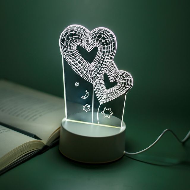 하트풍선 3D 착시 아크릴 무드등 USB 입체 테이블조명