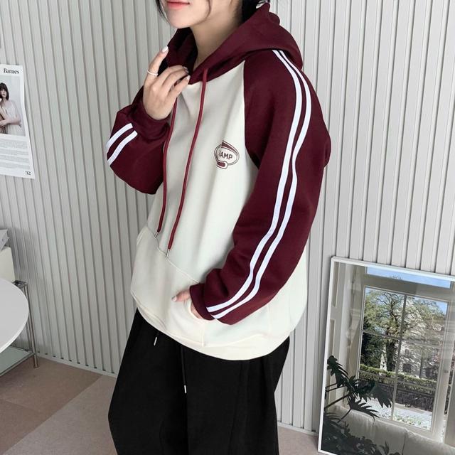 여자 3컬러 기모 두줄 챔프 앞포켓 후드티셔츠 풀오버