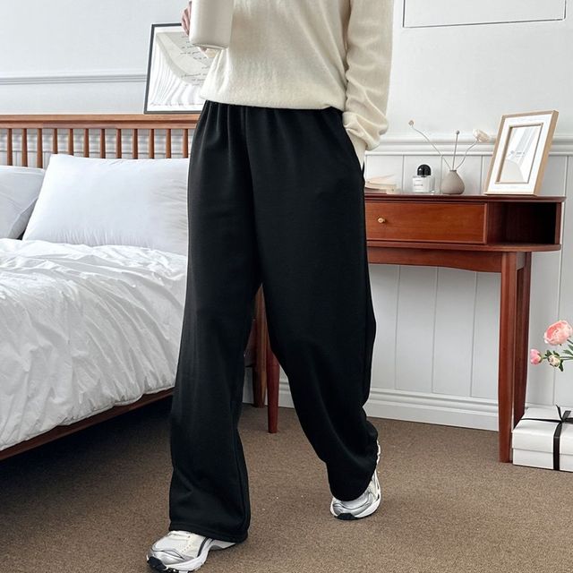 와이드 쮸리 팬츠 여성 겨울 데일리 베이직 바지 무지