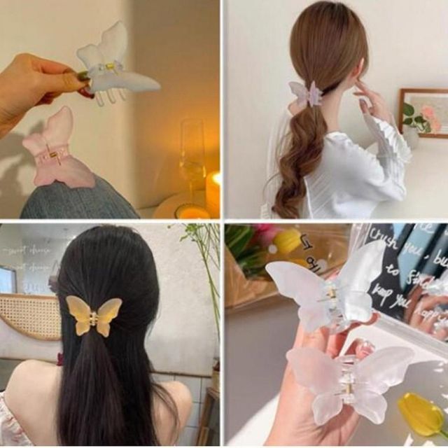 나비 반투명 집게핀 머러 올림머리집게 단발 헤어 반머리 반묶음
