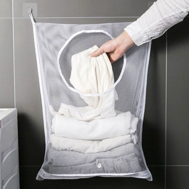벽고정 빨래케이스 하단 지퍼 다용도 멀티 보관망