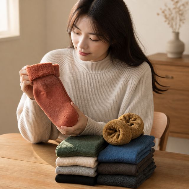 여성 방한 기모양말 10컬러 1set 중목 양말 10켤레