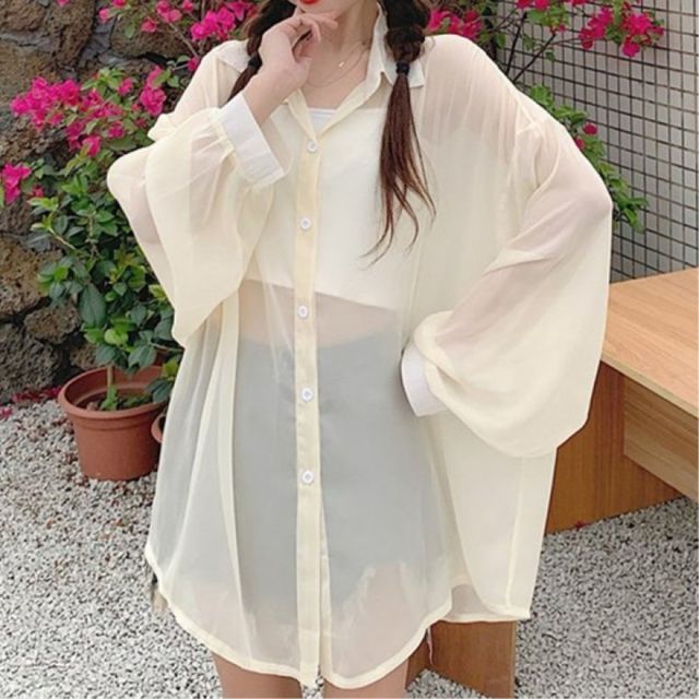 시스루 블라우스 레이어드 30대