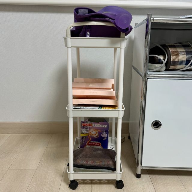 3단 이동식 트롤리 수납함 화이트