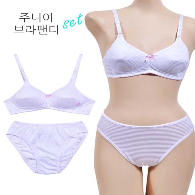 스트라이프 매력 주니어2단계 B컵 브라 팬티 세트