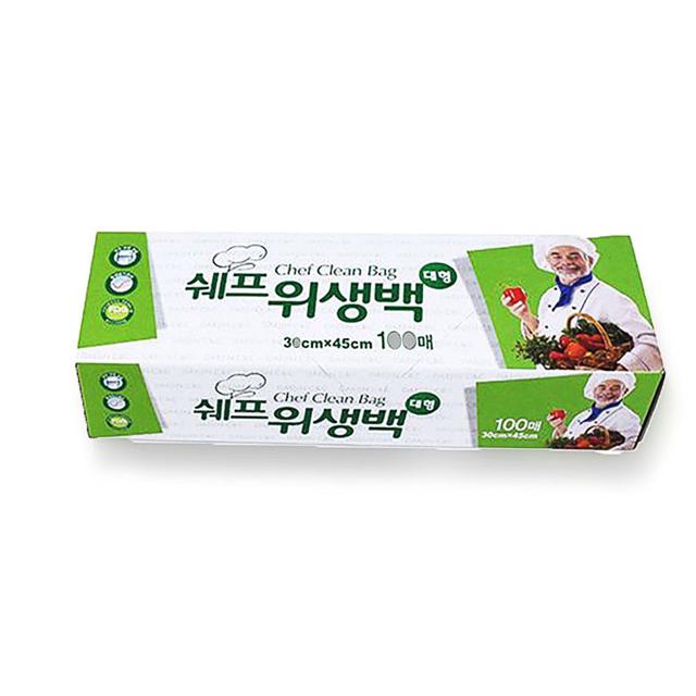 쉐프 위생백 대형 100매 일회용 위생팩 롤백 주방