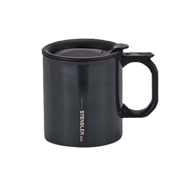 스텐뚜껑머그컵 400ml 1p 손잡이 뚜껑 블랙 스텐블러