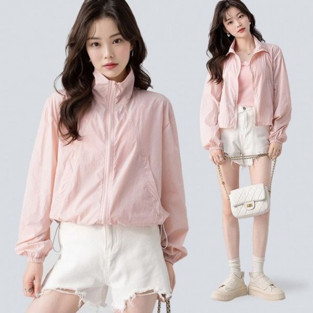 바람막이 자켓 바스락 숏 카라 크롭 경량바람막이 여름