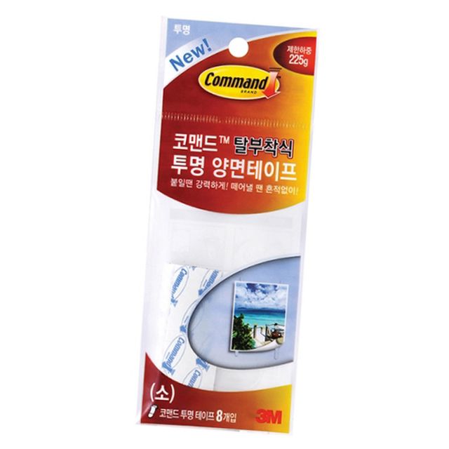 3M 코맨드 양면테이프 투명 소 8SET 접착 문구 사무