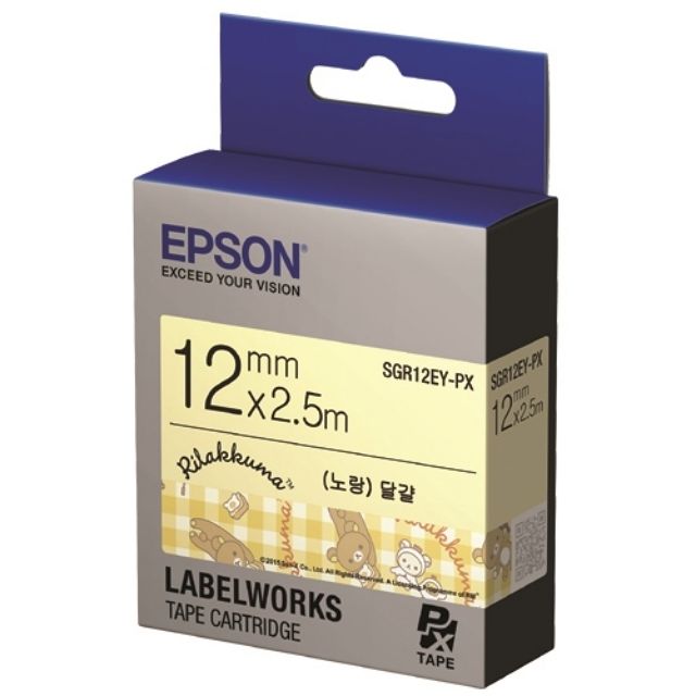 EPSON 리락쿠마 라벨 리본 SGR12EY - 노랑 바탕 흑문자
