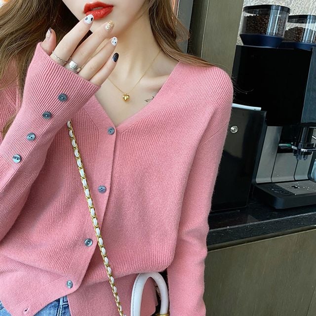 8665 브이넥 쇼티 가디건 7색상