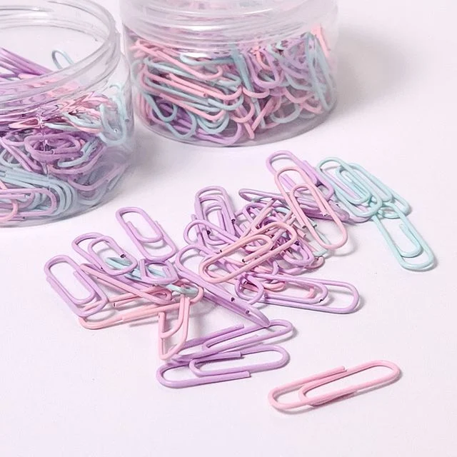 파스텔 문서 클립 서류분리 오피스용품 100pc