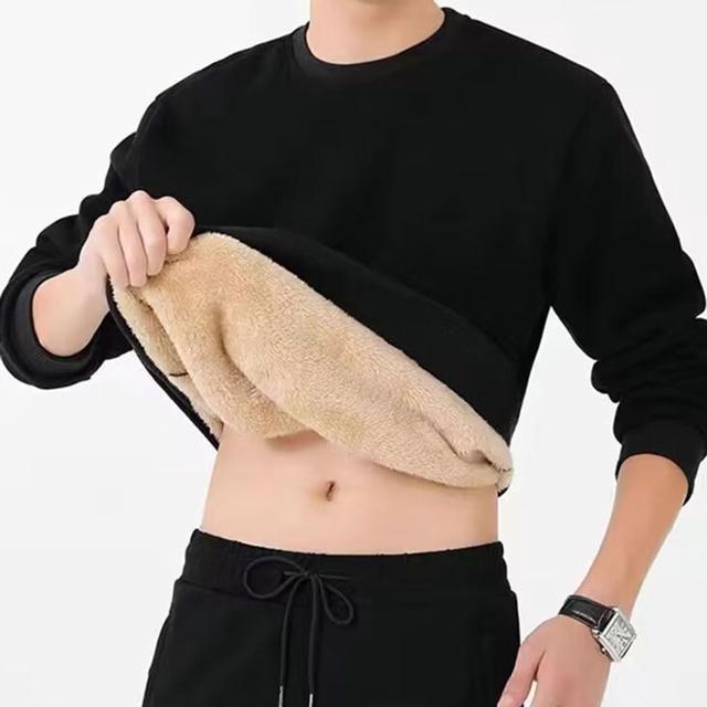 남성 캐주얼 라운드티 퍼안감 맨투맨 겨울 티셔츠