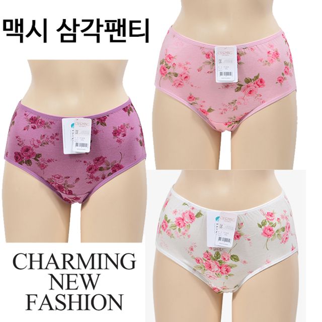 (챠밍) 플라워 여성 빅사이즈 맥시 삼각팬티