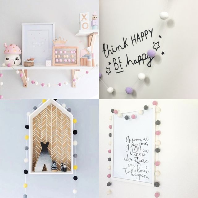 DIY 폼폼 가랜드 펠트볼 벽걸이 장식 코튼
