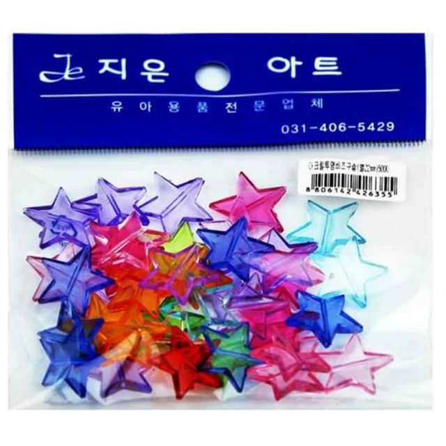아크릴 별모양비즈 21mm, 컬러 장식 비즈 공예용