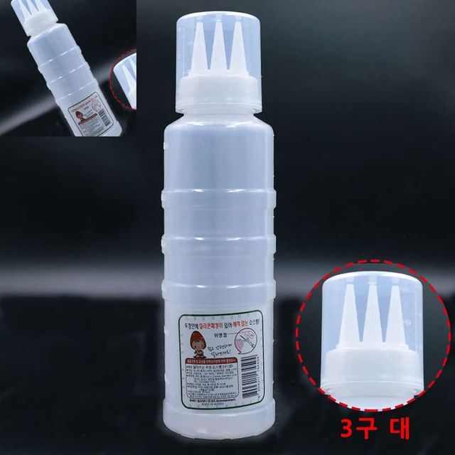 실리콘패킹 잘라쓰는 3구 뚜껑 소스병 대형 600ml 기름병 참기름병 들기름병 케찹통