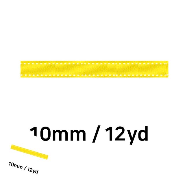 화분리본 선물포장리본 노랑 리본 골직 스티치 롤 10mm