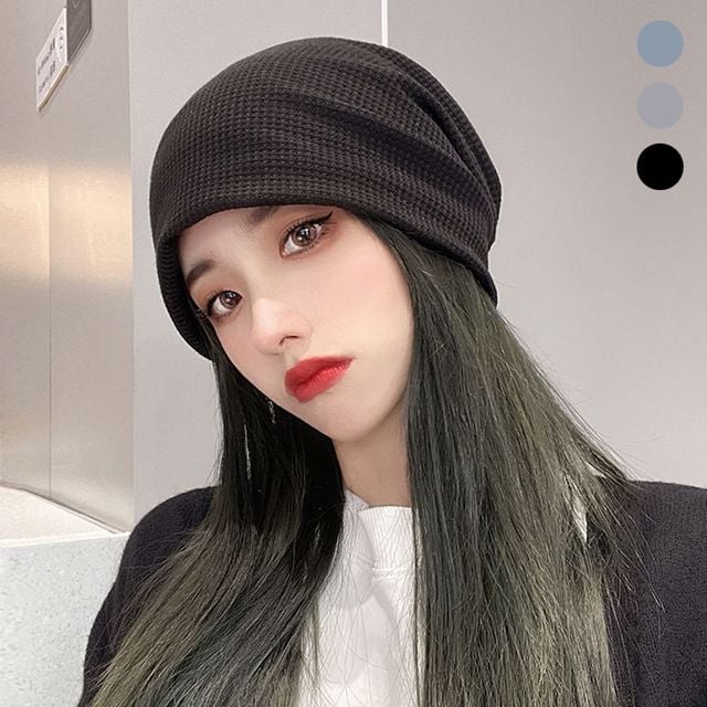 모자 비니 여자 와플 패턴 짜임 모자 비니 데일리 기본