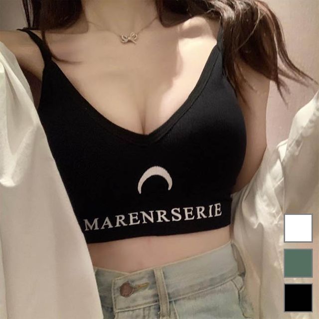여성 탈부착가능 브라캡 내장 데일리 브라탑 반달숏탑