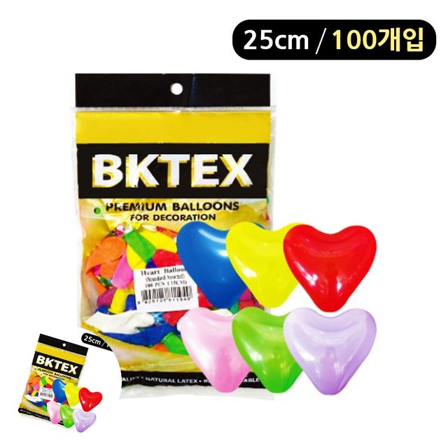 색깔풍선 생일이벤트풍선 색상혼합 일반 하트풍선 25cm 100개입