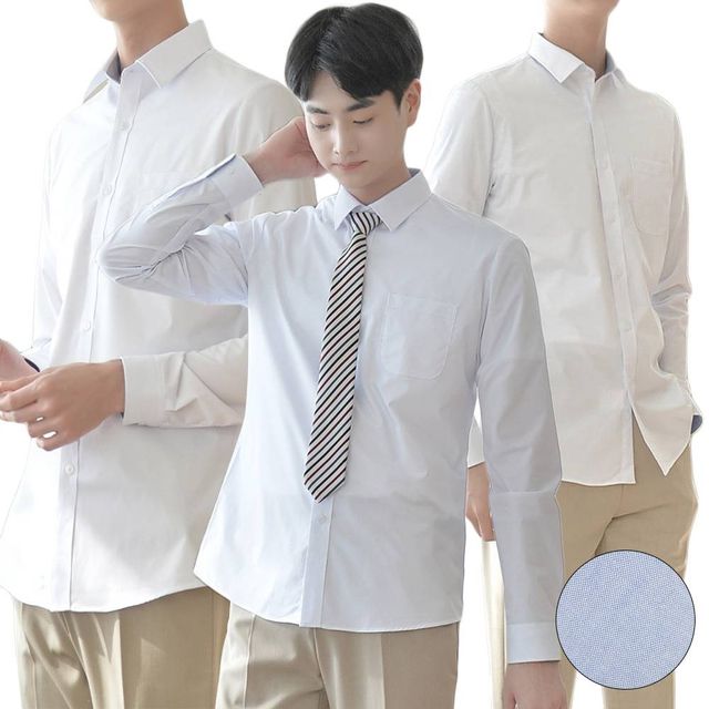 TBZ 교복몰 (3장 패키지) 남성 밝은 블루 교복셔츠 교복