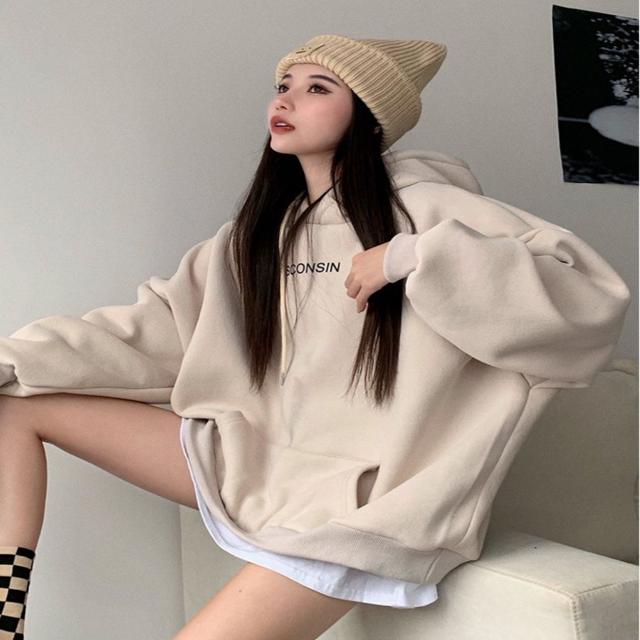 여성 루즈핏 영문프린팅 긴팔 후드티 데일리 여자후드