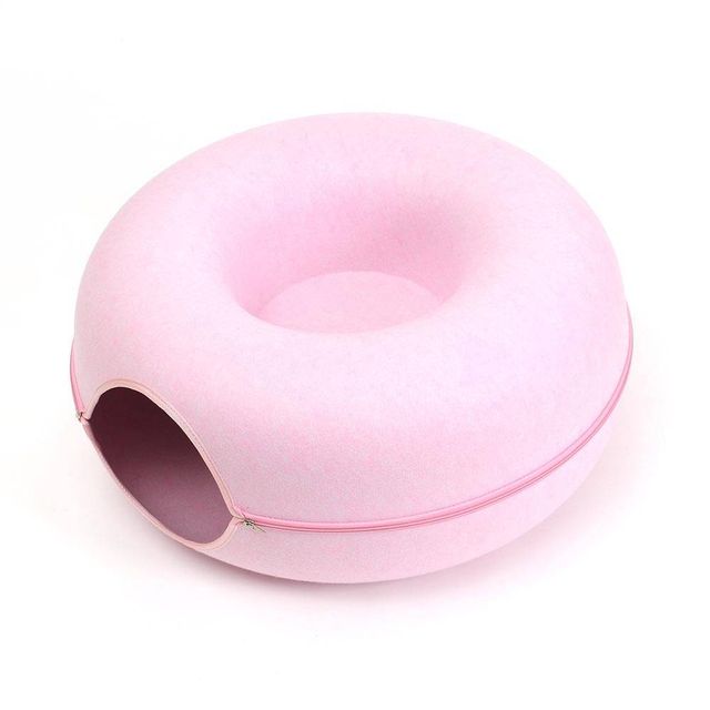 고양이 터널 도넛 집 60cm 핑크 고양이동굴집