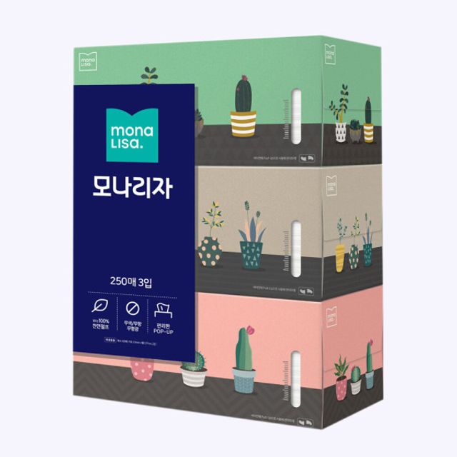 모나리자 미용티슈 각티슈 250매 3입