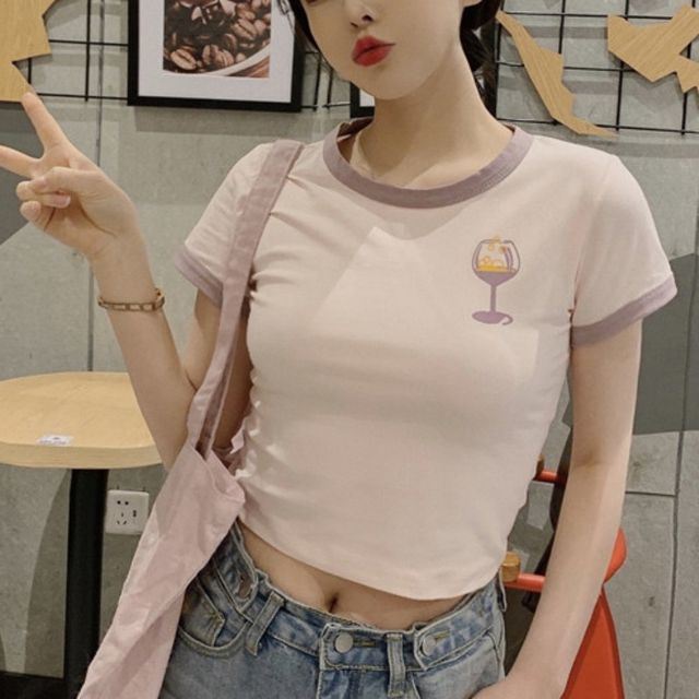 앞뒤 프린팅 크롭 반팔티 URD-012