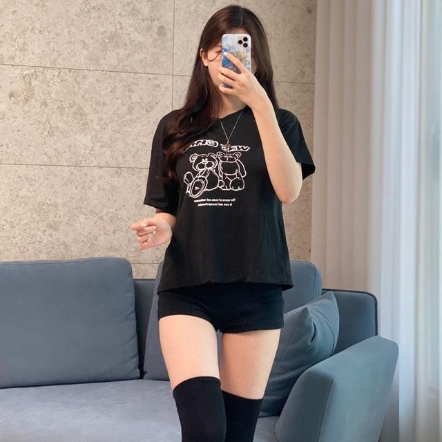캐릭터 여성 형제 베이직 곰돌이 티셔츠 귀여운