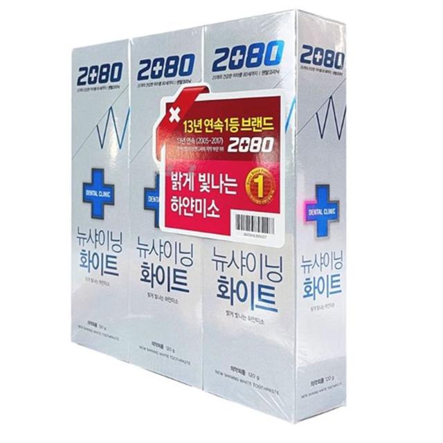 2080 치약 양치 치태 구강 청결 치약 화이트 120g 3P
