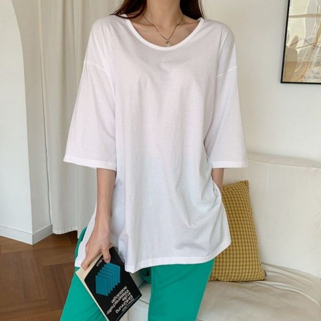 U넥 데루니 반팔티셔츠 베이직 무지 티 T6385