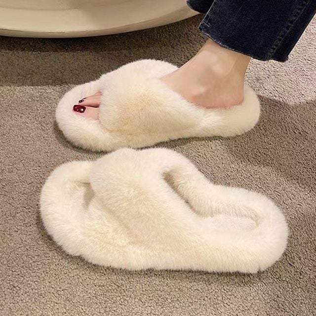 빅사이즈 따뜻한 퍼 슬리퍼 꼬임 털실내화 털슬리퍼