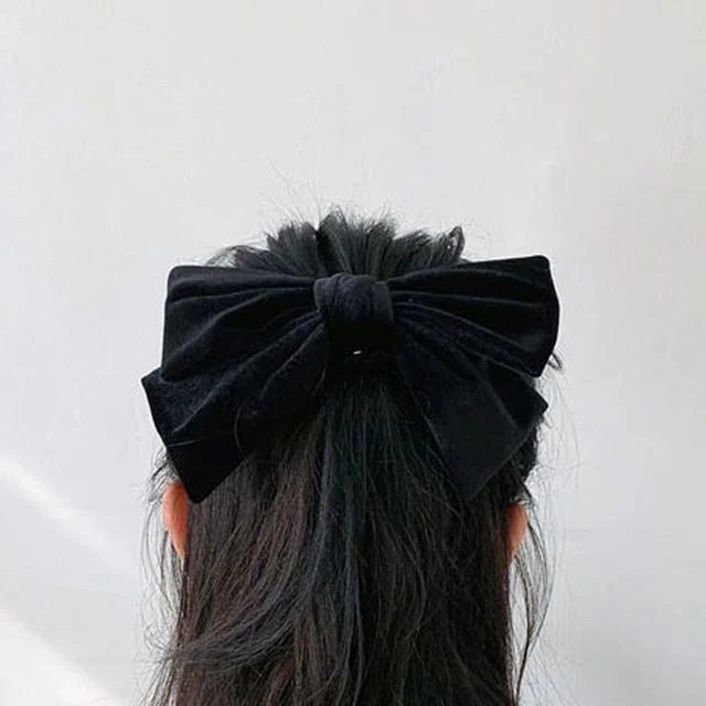 벨벳 리본 헤어핀 모임 파티 캐주얼룩 헤어 액세서리