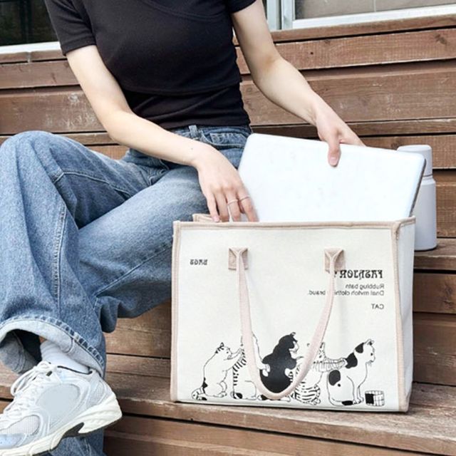 귀여운 고양이그림 토트백 경량 사각가방 여성토트백