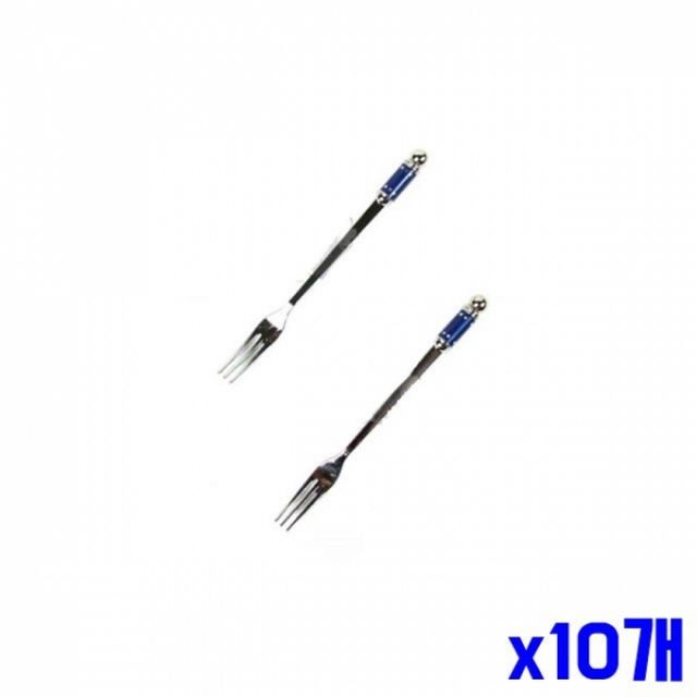 WL 블루 스텐 티포크 2P x10개 과일포크 디저트포크
