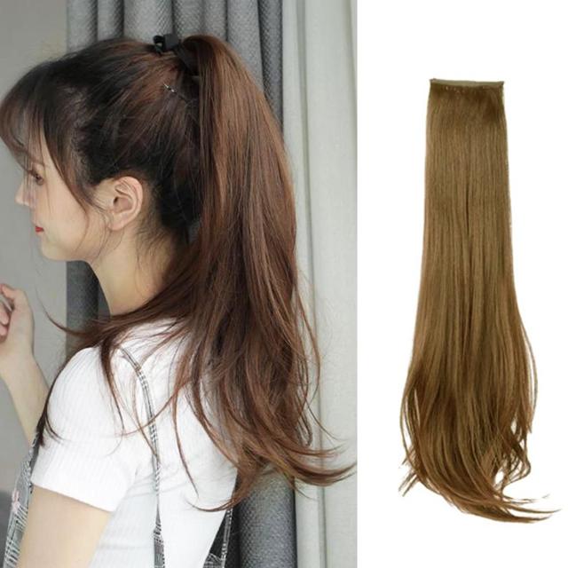 포니테일 롱 붙임머리 부분 가발 - 자연스러운 올림머리