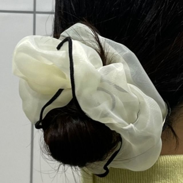 곱창머리끈 똥머리 반묶음 쉬폰투톤 헤어끈 흰색