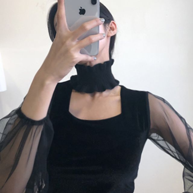 WL 여성 넥워머 페이크목폴라 파티룩 클럽코디
