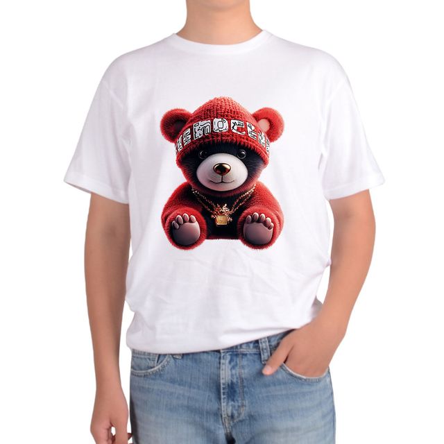 길단 반팔티 아시아핏 USA핏 빨간곰돌이 bear 빨간모자 그림 AI생성 모든색상 전사이즈