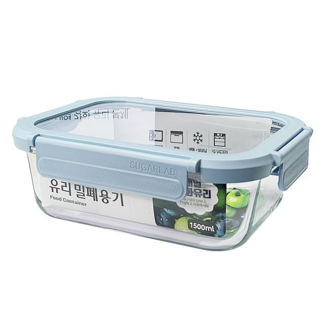 혜명몰 롯데 이라이프 유리밀폐용기 직사각 1500ml 반찬통 야채보관통 식재료통 장아찌통 샐러드용기