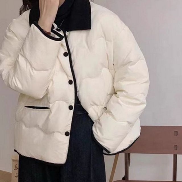 루즈핏 여성 패딩 자켓 데일리 여성 숏 패딩 코듀로이 누빔