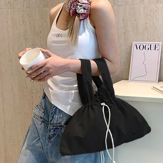 WL 여성 가벼운 토트 백 대학생 직장인 손 가방 블랙