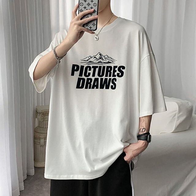 남성 반팔 티셔츠 오버핏 프린팅 cotton