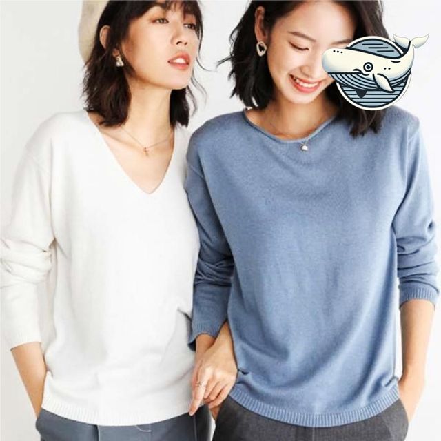 부드러운 여성용 브이넥 긴팔 스웨터 가을 니트